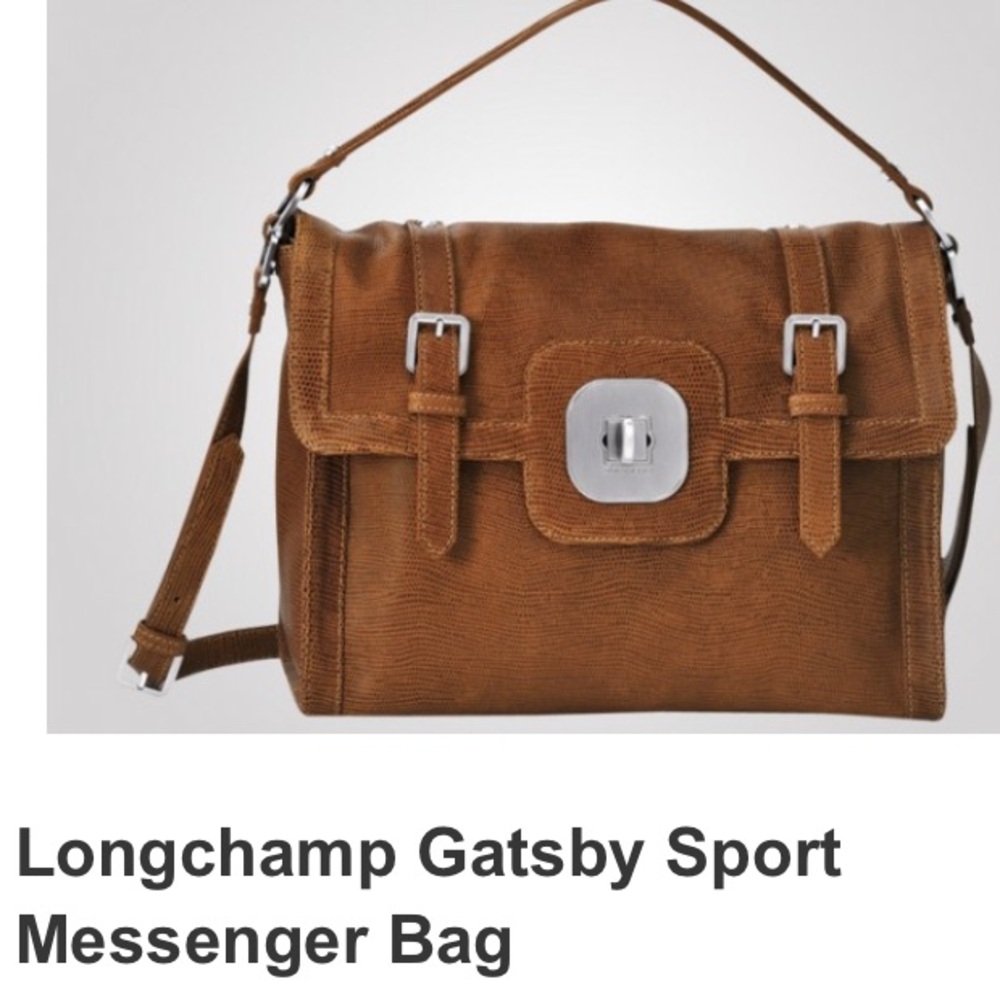 Longchamp GATSBY Bag w Crossbody strap Silver Hardware Lizard texture LIKE NEW